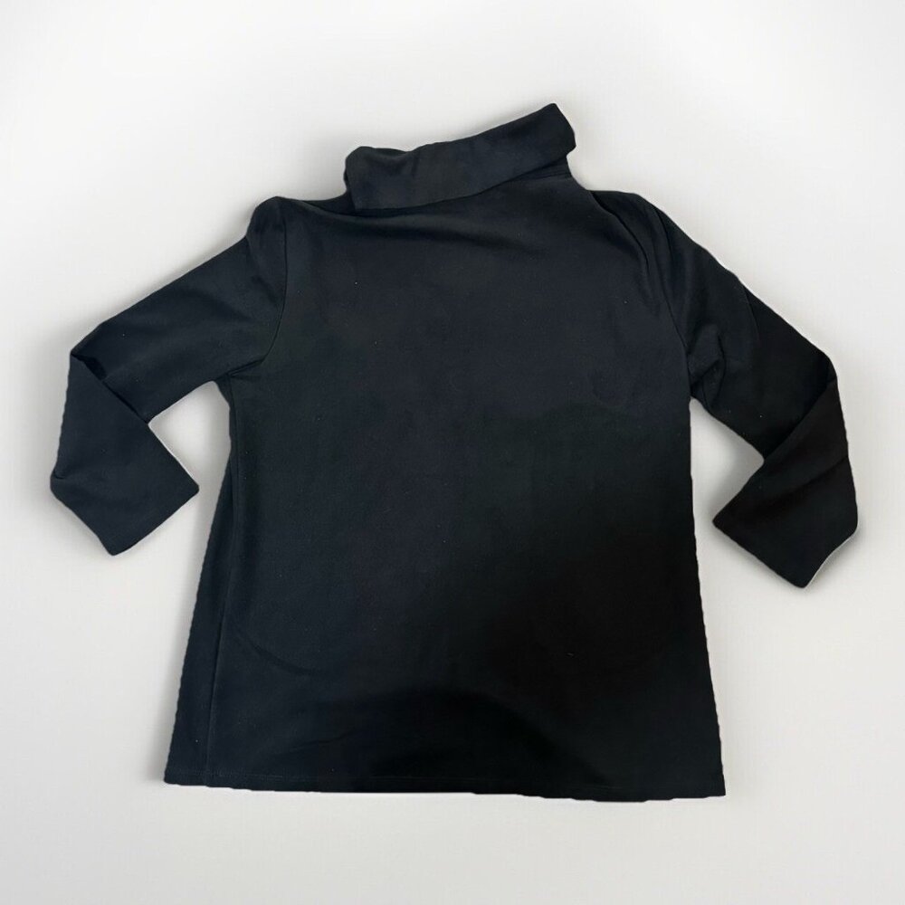 J McLaughlin Women’s Medium Black Faux Suede Long Sleeve Mock Neck Gold Buttons - Picture 6 of 12